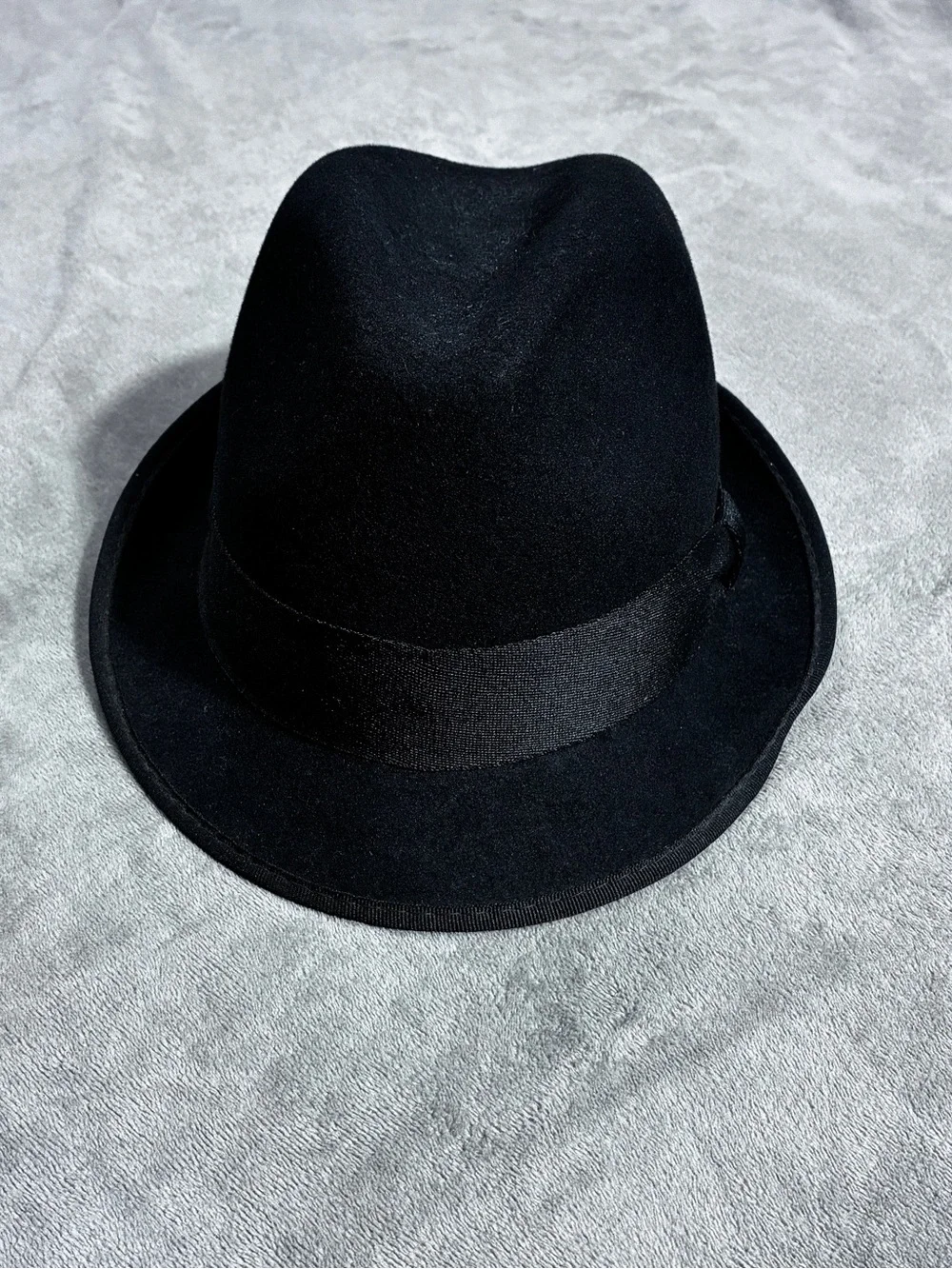 J.Crew Black 100% Wool Fedora Trilby Hat M/L Classic Unisex EUC